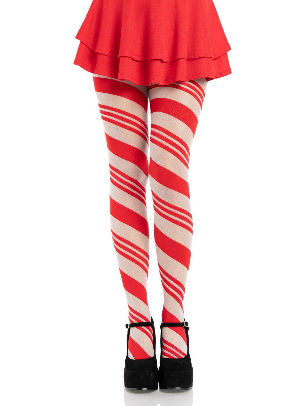 Leg Avenue - Arya Sheer Candy Striped Tights - RED/WHITE